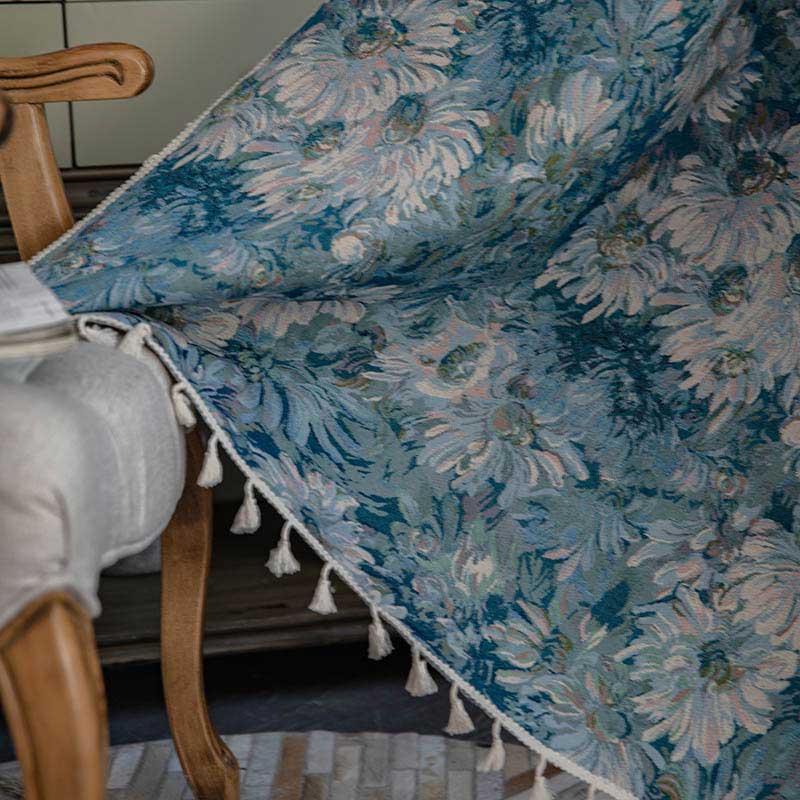 Tenda con nappa in stile dipinto a olio floreale