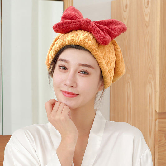 Cappello per asciugare i capelli con elastico a fiocco
