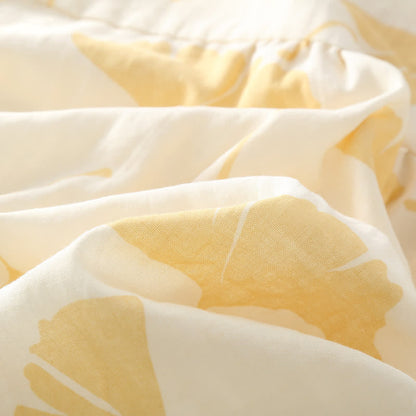 Completo da casa in cotone con fiocco e foglie di ginkgo