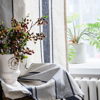 Tende semi-oscuranti a righe blu navy e beige Ownkoti