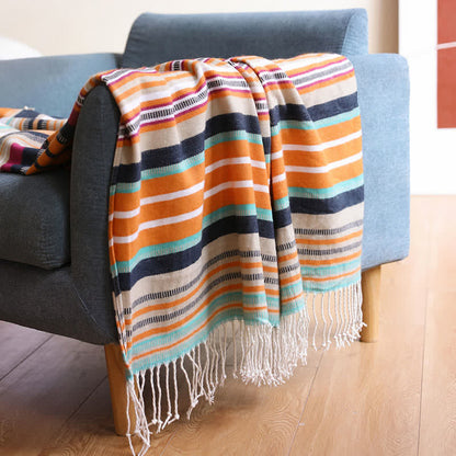 Coperta arcobaleno con nappe morbide a righe colorate