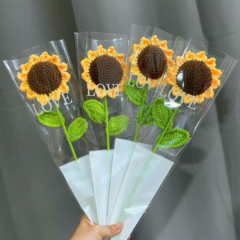 Girasole lavorato a maglia all'uncinetto in cotone fatto a mano