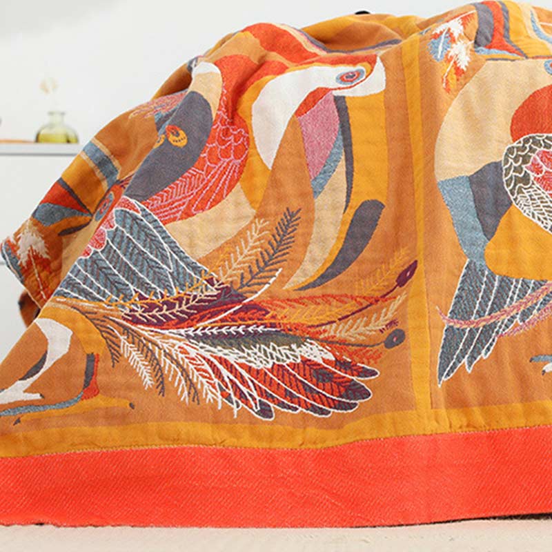 Trapunta reversibile in cotone morbido con motivo tucano