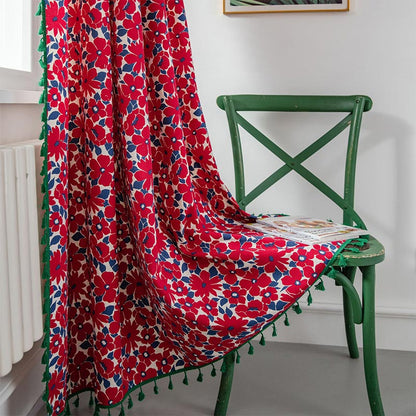Tenda filtrante per la luce in stile dipinto di fiori rossi