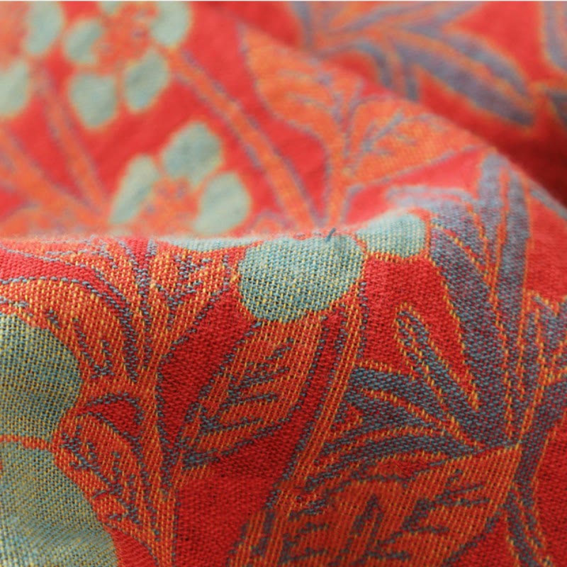 Accappatoio in cotone jacquard a fiori con cintura