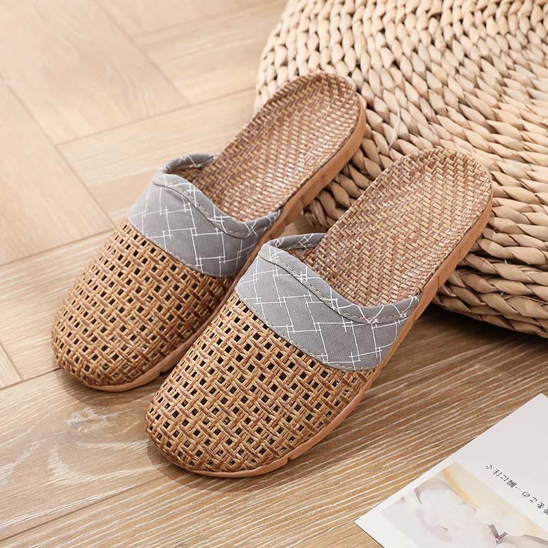Moderne pantofole in lino antiscivolo traforate