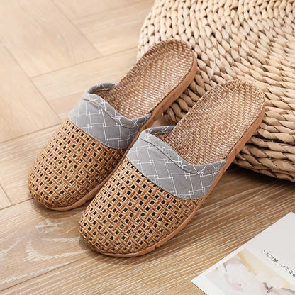 Moderne pantofole in lino antiscivolo traforate