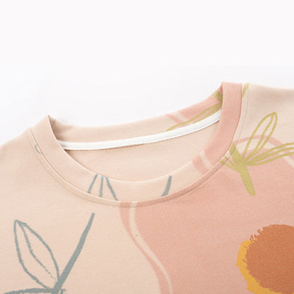 Completo da casa in cotone con stampa di fiori e foglie