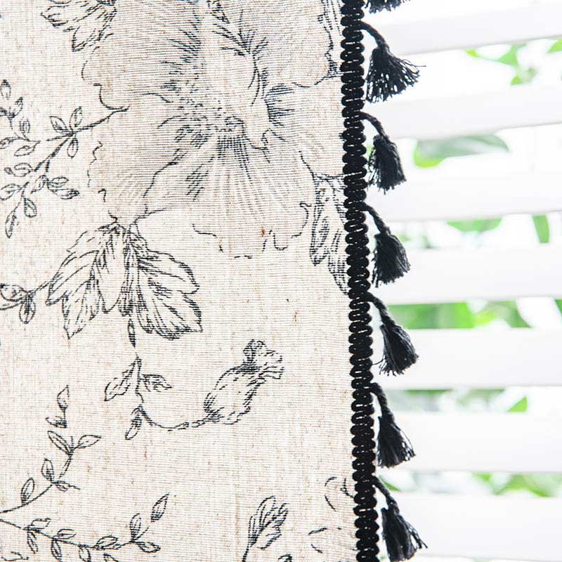 Tenda a fiori neri con nappa nera