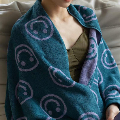 Asciugamano morbido in cotone pettinato con motivo sorridente Ownkoti