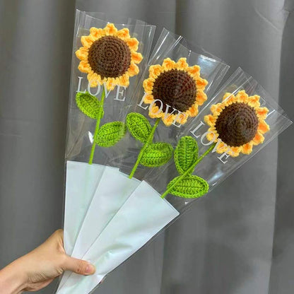 Girasole lavorato a maglia all'uncinetto in cotone fatto a mano