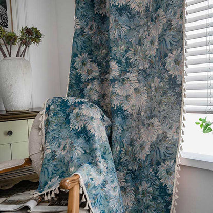 Tenda con nappa in stile dipinto a olio floreale