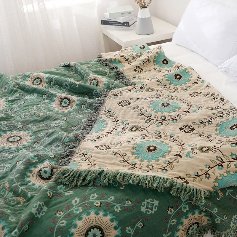 Copridivano retrò Ownkoti, coperta reversibile in cotone