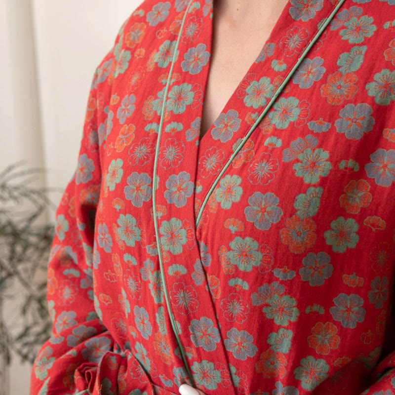 Accappatoio in cotone Plum Bossom con laccetto