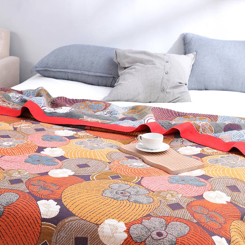 Trapunta reversibile in garza di cotone color cachi