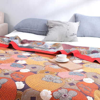 Trapunta reversibile in garza di cotone color cachi