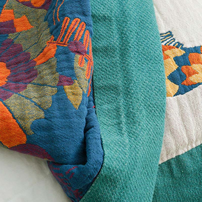 Trapunta reversibile in cotone Ownkoti Soft Bird & Flower