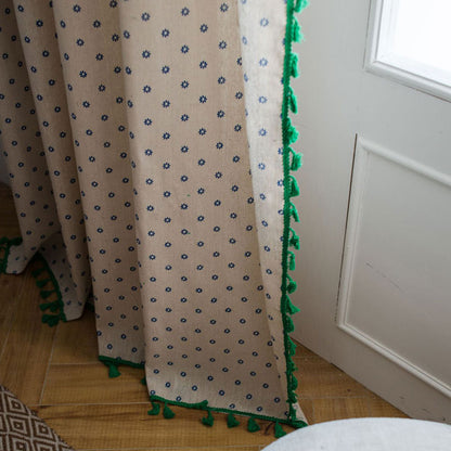 Tenda di cotone con bordo verde margherita blu - image 6