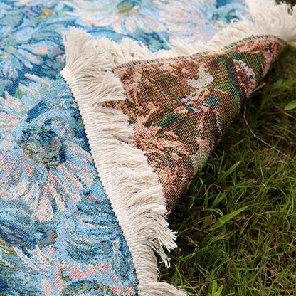 Coperta da picnic con fiori in stile dipinto a olio