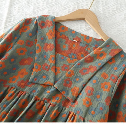 Camicia da notte in morbido cotone con colletto per bambola floreale