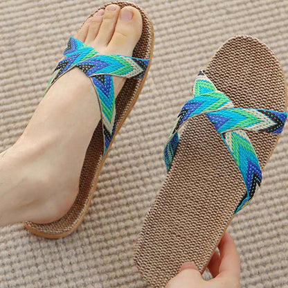 Pantofole antiscivolo in lino Boho Cross