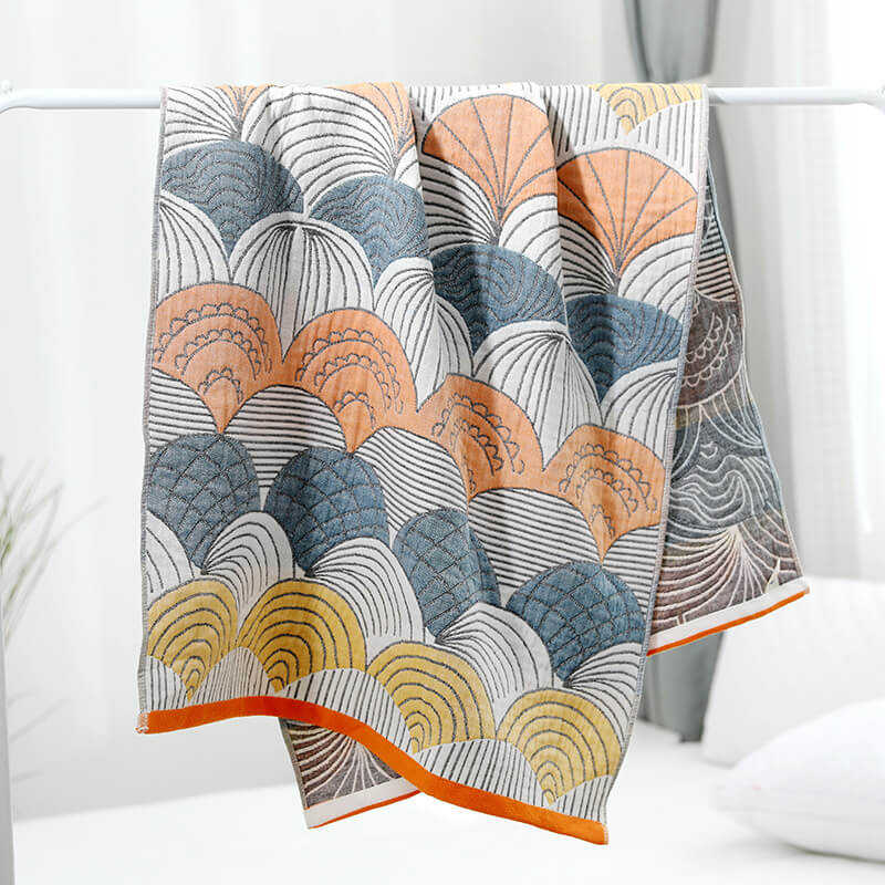 Asciugamano da bagno in cotone jacquard con stampa a conchiglia Ownkoti