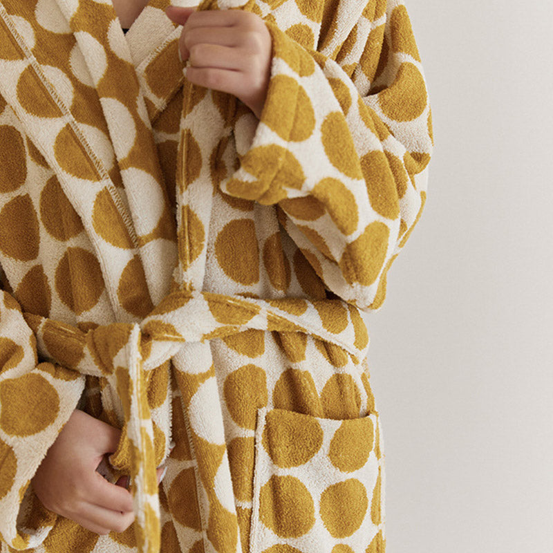 Accappatoio con cappuccio a pois e cintura