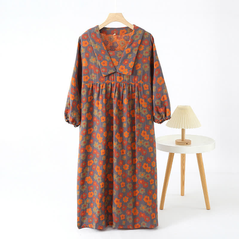 Camicia da notte in morbido cotone con colletto per bambola floreale