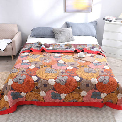 Trapunta reversibile in garza di cotone color cachi