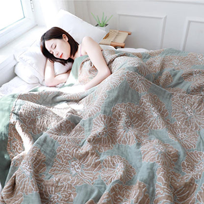 Trapunta reversibile leggera in cotone Peony