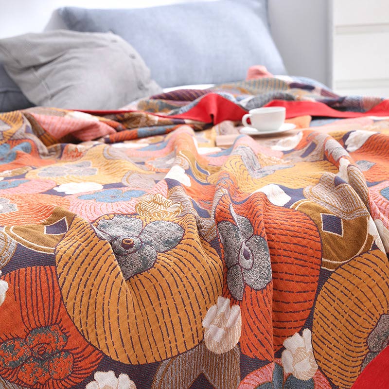 Trapunta reversibile in garza di cotone color cachi