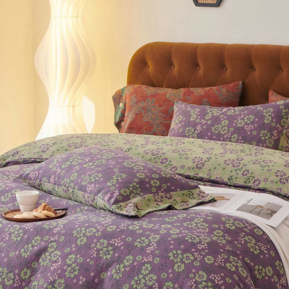 Set di biancheria da letto in garza di cotone con motivo floreale (4 pezzi)