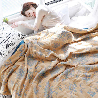 Coperta per divano in cotone con stampa floreale leggera Ownkoti