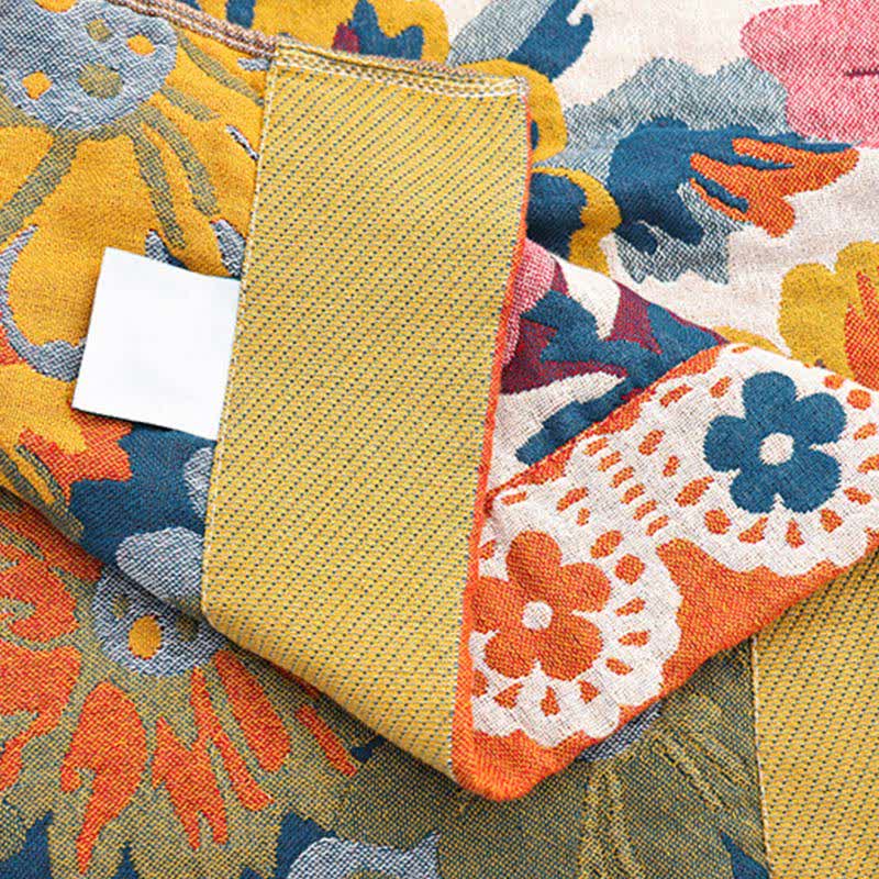 Trapunta reversibile in cotone con fiori colorati e luminosi