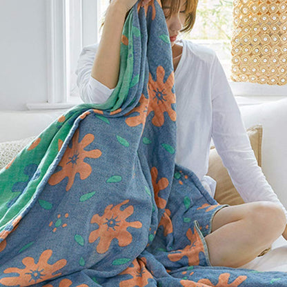 Trapunta reversibile traspirante in cotone con fiori carini