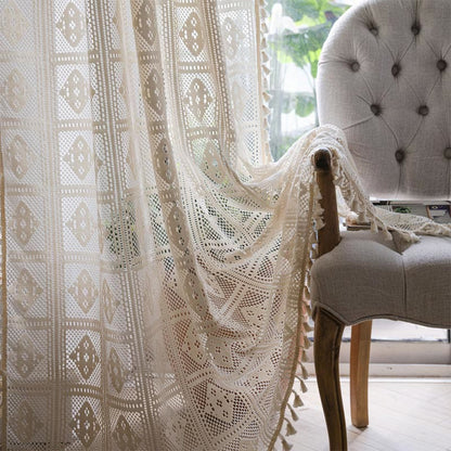 Tenda decorativa traforata a quadri romboidali Ownkoti