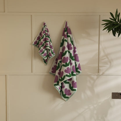 Asciugamano da bagno in cotone morbido con grazioso tulipano