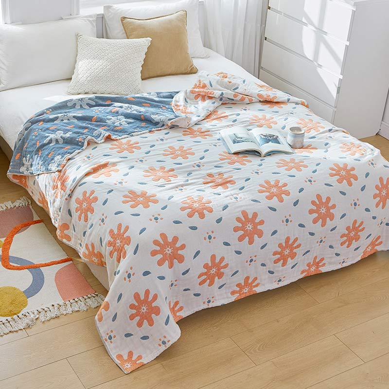 Trapunta reversibile traspirante in cotone con fiori carini
