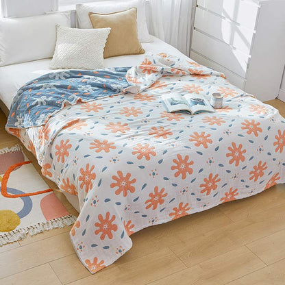 Trapunta reversibile traspirante in cotone con fiori carini