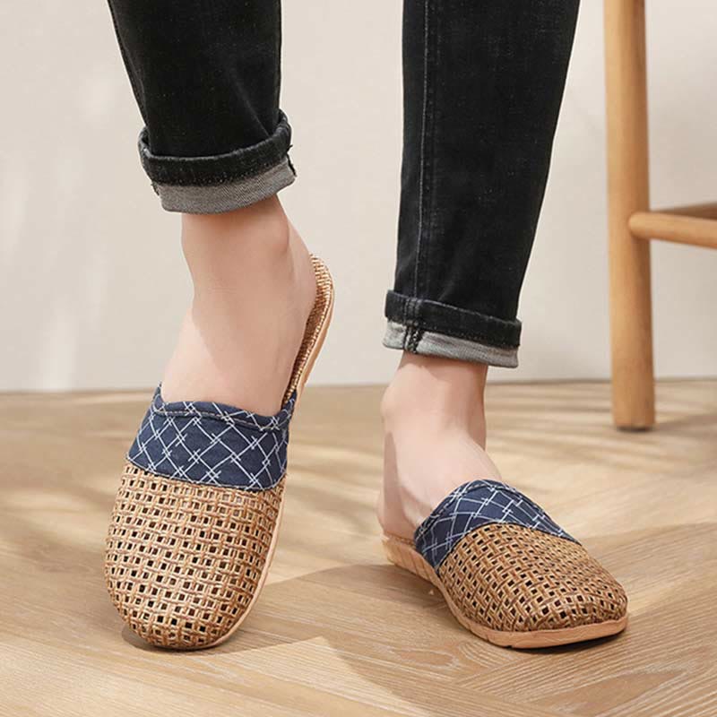 Moderne pantofole in lino antiscivolo traforate