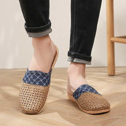 Moderne pantofole in lino antiscivolo traforate