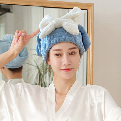Cappello per asciugare i capelli con elastico a fiocco