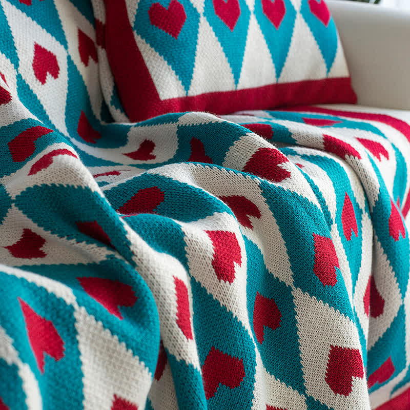 Coperta decorativa lavorata a maglia Diamond & Love