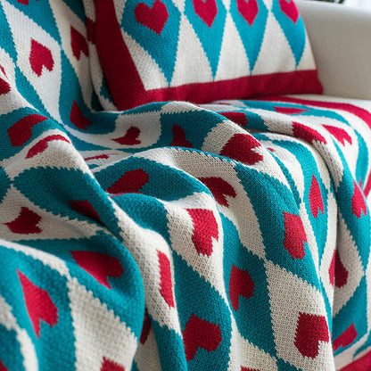 Coperta decorativa lavorata a maglia Diamond & Love