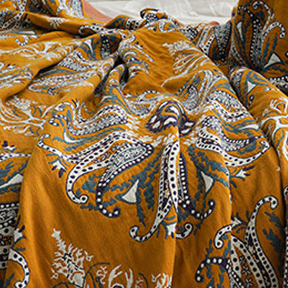Coperta reversibile trapuntata in garza di cotone a fiori