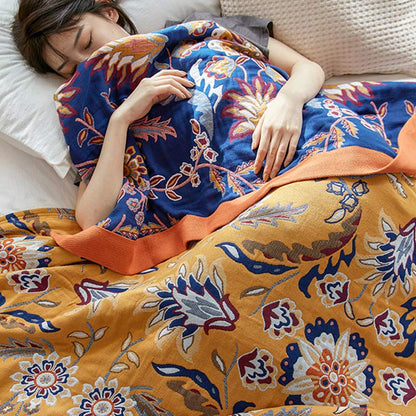 Trapunta reversibile in cotone con grappoli di fiori