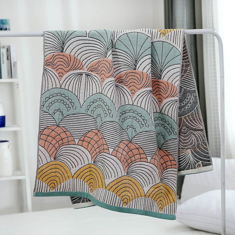 Asciugamano da bagno in cotone jacquard con stampa a conchiglia Ownkoti