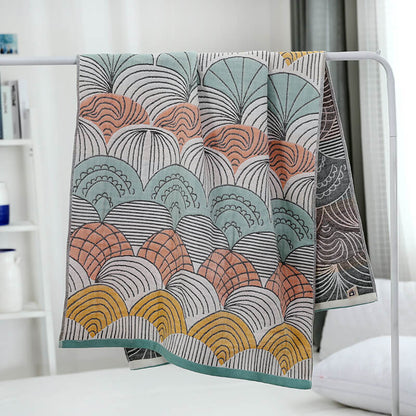 Asciugamano da bagno in cotone jacquard con stampa a conchiglia Ownkoti