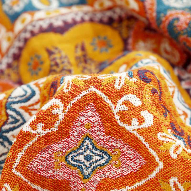Coperta reversibile per divano in cotone arancione Boho