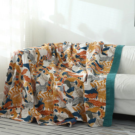 Copridivano reversibile con coperta a forma di fiore e uccello